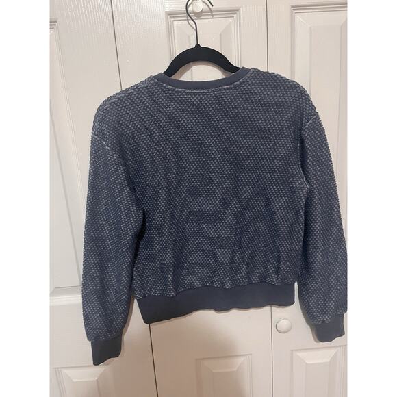 Marine Layer Blue Women's Birdseye Textured Long sleeve Sweatshirt Extra Small - Picture 4 of 4